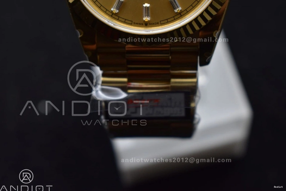 904L QF Stick Best Dial 36 on Gold DayDate YG with (Gain Weight) President vr3255 V5 Diamond Edition Steel Bracelet 1125